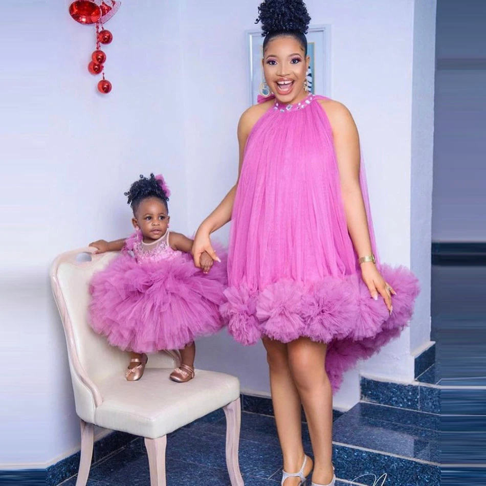 Lovely Mom And Dauther Tulle Dresses For Party Extra Puffy Ball Gowns Mini Length Custom Made Photo Shoot Evening Gowns