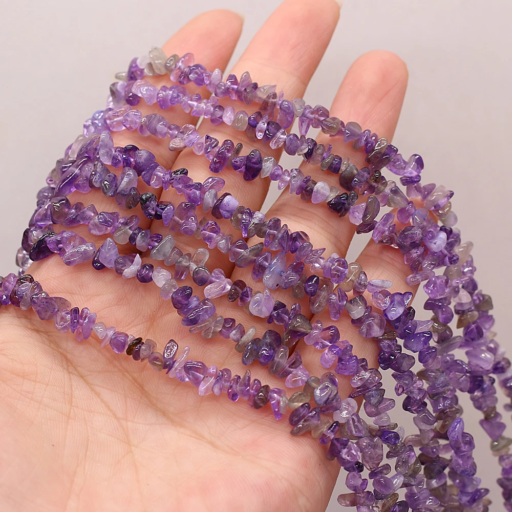 40CM Natural Amethysts Beads Irregural Freeform Chip Gravel Stone Beads For Jewelry Making DIY Necklace Bracelet 3x5-4x6mm