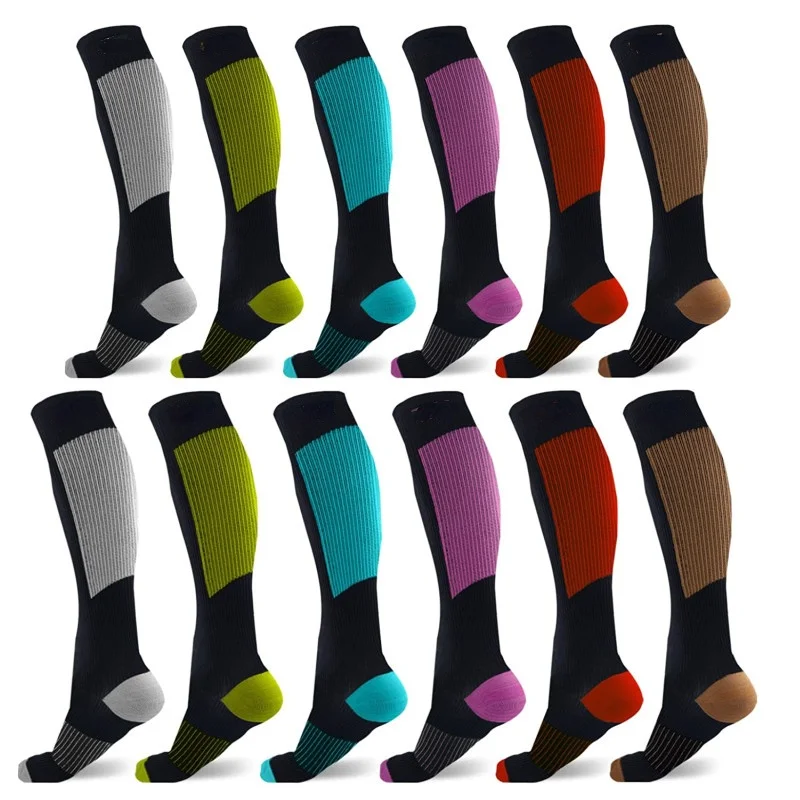 Compression Socks Stockings 20-30 Knee High Mmhg Men Women Running Sports Socks for Marathon Cycling Football Varicose Veins