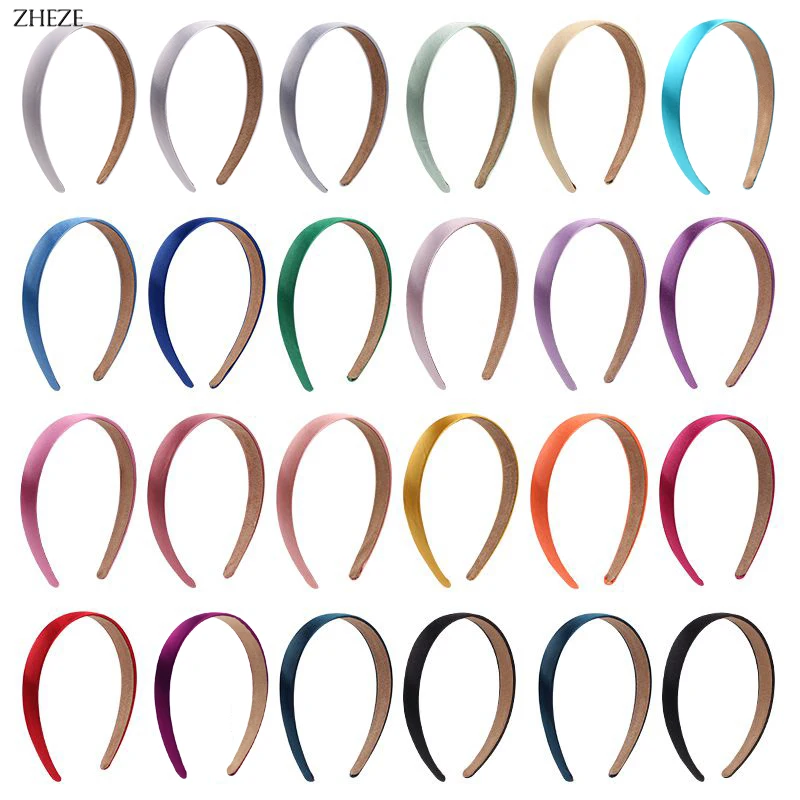 20Pcs/Lot 2CM Width Solid Plain Satin Hairband Girls Head Hoop DIY Hair Accessories Classic Headband For Women Wholesale