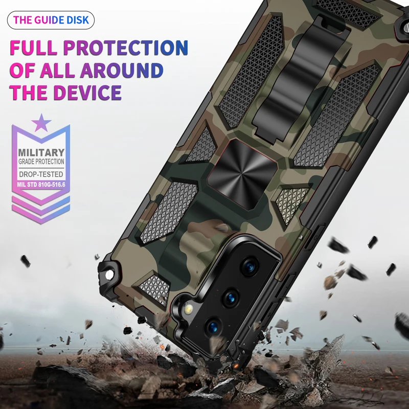 For Samsung Galaxy S23 S22 S21 S20 FE Note 20 A13 A53 A73 A32 A52 A72 Camouflage Anti Fall Coque Protective Phone Cover