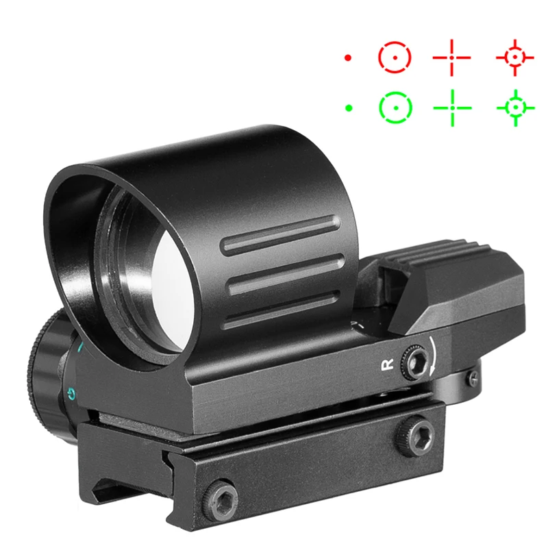 Tactical 4 Reticle Mode 1X Red/Green Dot Sight Hunting Rifle Reflex Dot Sight Brightness Adjustable Aluminum Casing