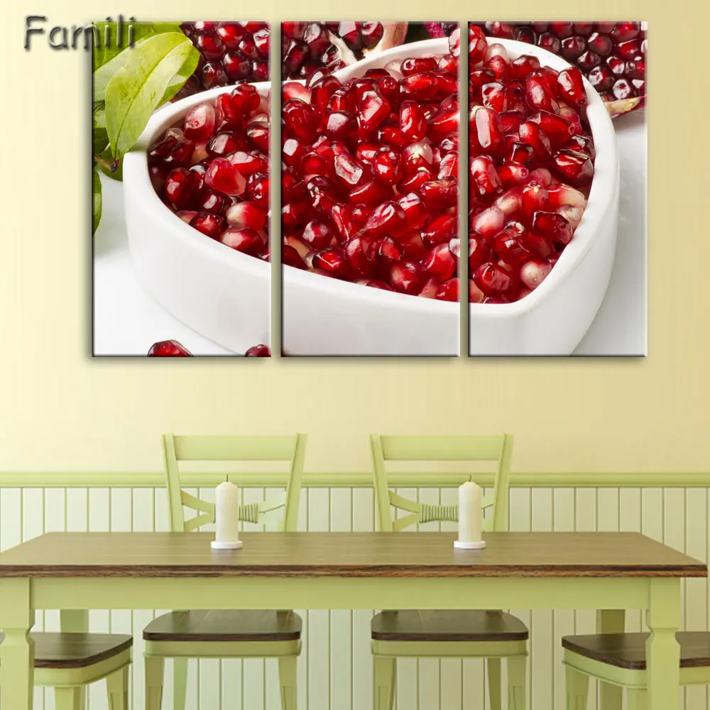 3Pcs Creative Art Canvas Painting Poster Fruits Vegetables on canvas Wall Pictures For dining hall Kitchen Home Decor