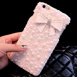 Fashion DIY Cute Bowknot Bling Full Pearl Diamond Case Cover For Samsung Galaxy S25 S24 S23 S22 S21 S20 Ultra S10 Plus