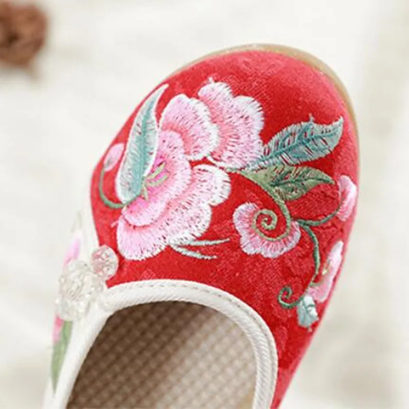 Spring Ladies Floral Embroidered Wedges Pumps Woman Ethnic Mary Jane Dress Shoes Summer Cover Heel Sandals Casual Espadrilles