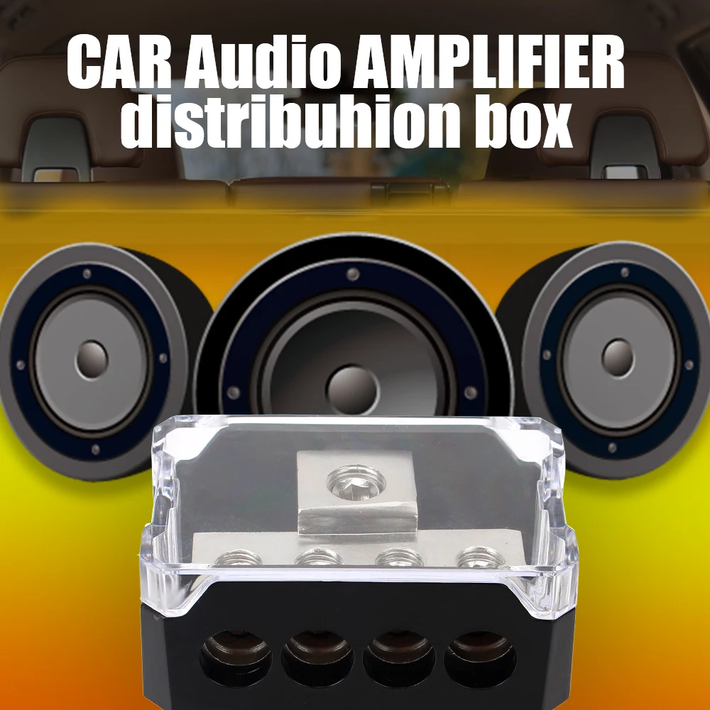 4GA Out Distribution Blocks 4 Way Ground Box Auto Junction Box for Car Audio Stereo Amplifier Multi-functional