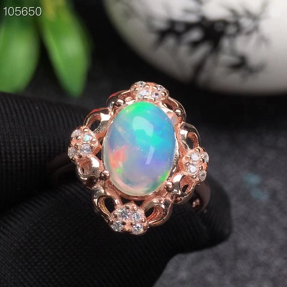 CoLife Jewelry Vintage Opal Ring for Daily Wear 8mm*10mm Genuine Australia Opal Silver Ring Fashion 925 Silver Opal Jewelry