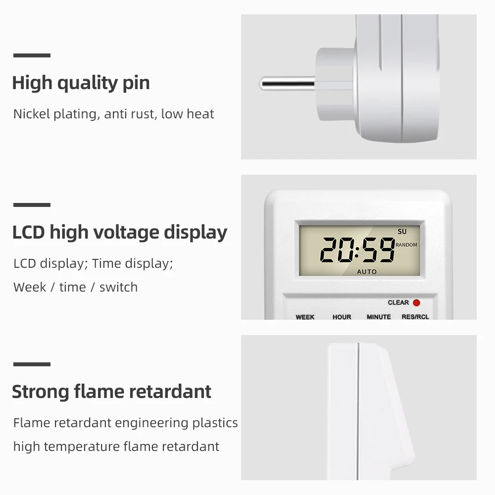 Electronic Digital Timer Switch Socket 24 Hour Cyclic Kitchen Timer Outlet Programmable Timing Socket EU UK AU US BR FR IT Plug