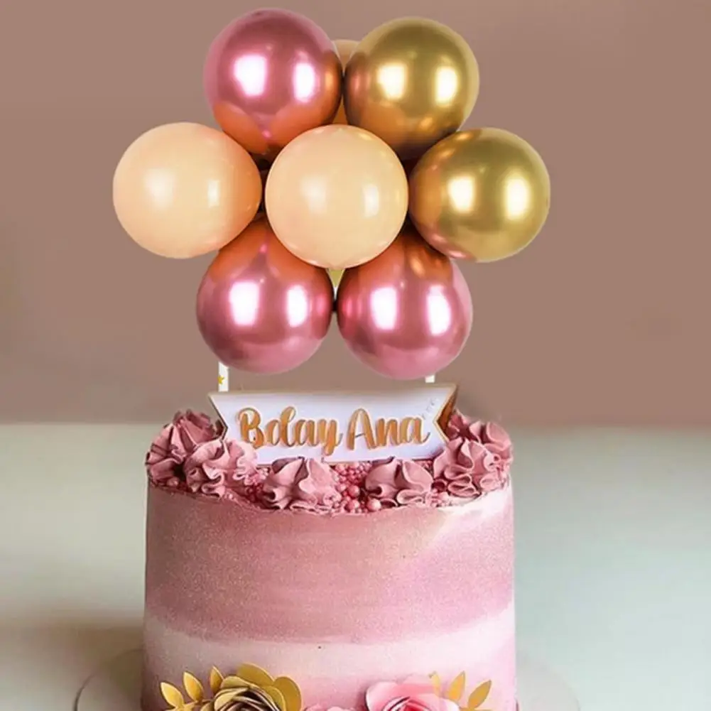 10Pcs 5Inch Balloons Thick Reusable Emulsion Rose Gold Cake Topper Decoration Balloons for Cakes