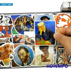 50Pieces Oil Painting Art Stickers Mixed Artist Retro Pattern for Phone Scrapbook Luggage Cup Skateboard Bike Car Laptop Sticker