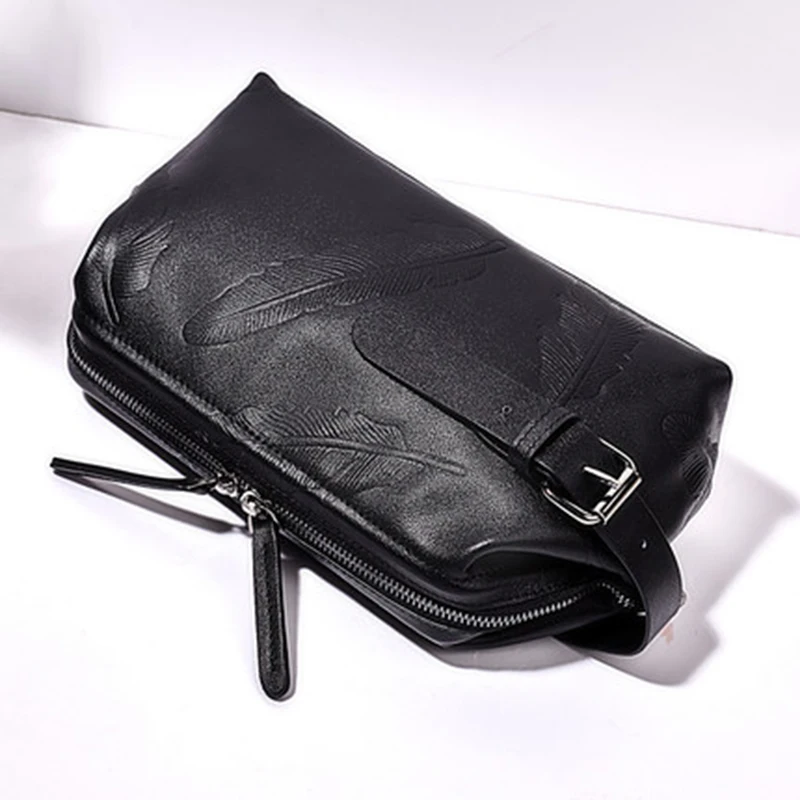 Wmnuo Handbags Men Genuine Leather Men Clutch Wallets Cow Leather Fashion Male Casual Bag Designer Ipad Phone Bag Card Holder