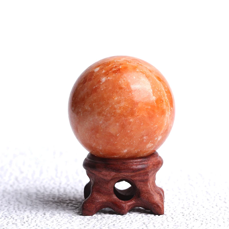 1PC Natural Sun Stones Ball Polished Globe Massaging Ball Reiki Healing Stone Home Decor Exquisite Souvenirs Gifts Free Bracket