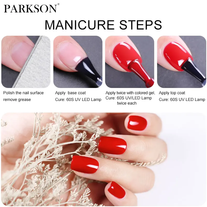 Parkson No Wipe Top Base Coat Nail Gel polish Design Enhancer Varnish Semi Permanent Soak Off UV LED Nail Art Tool