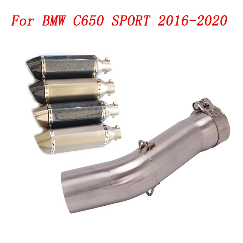 

Slip On Motorcycle Exhaust Mid Connect Pipe And 51mm Muffler Stainless Steel Exhaust System For BMW C650 SPORT 2016-2020