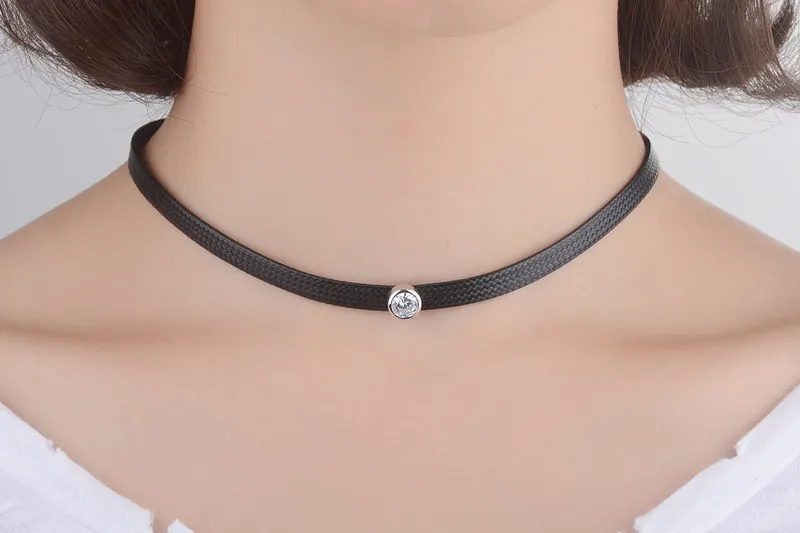 Trendy Round Shiny Crystal Platinum Plated Lady Choker Necklace Promotion Jewelry Women Short Rope Chains Gifts