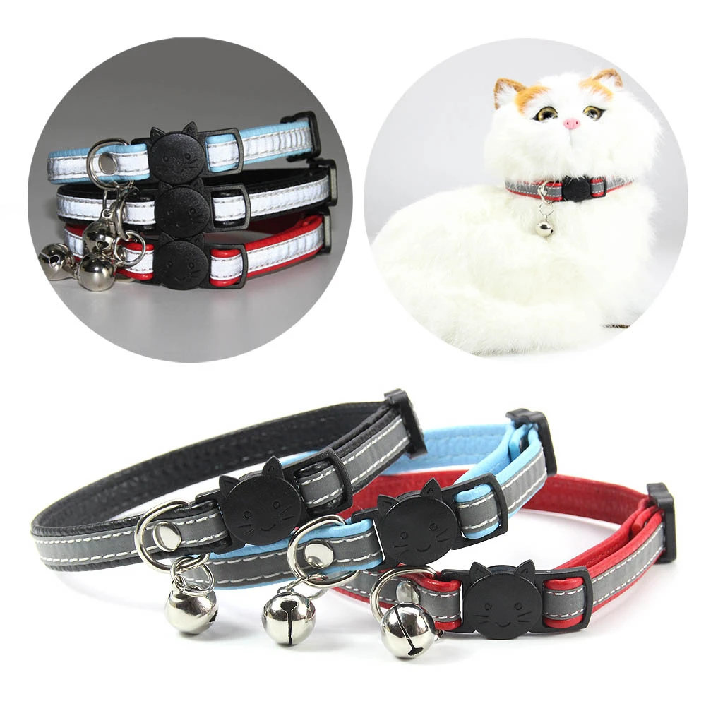 

Quick Release Cat Collar With Bell Reflective Safety Puppy Necklace Designer Breakaway Collars for Cat Kitten Accessories Lot