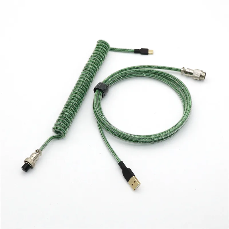 Angitu مزدوجة الأكمام ملفوف لوحة المفاتيح الميكانيكية كابل يو إس بي لنوع C مع GX16 الطيار