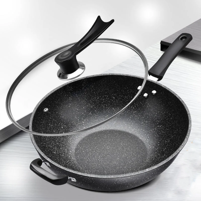 Maifan Stone Wok Non-stick Pan Household Pan Iron Wok No Oily Smoke Cooking Pot with Induction Cooker Gas Stove General Skillet