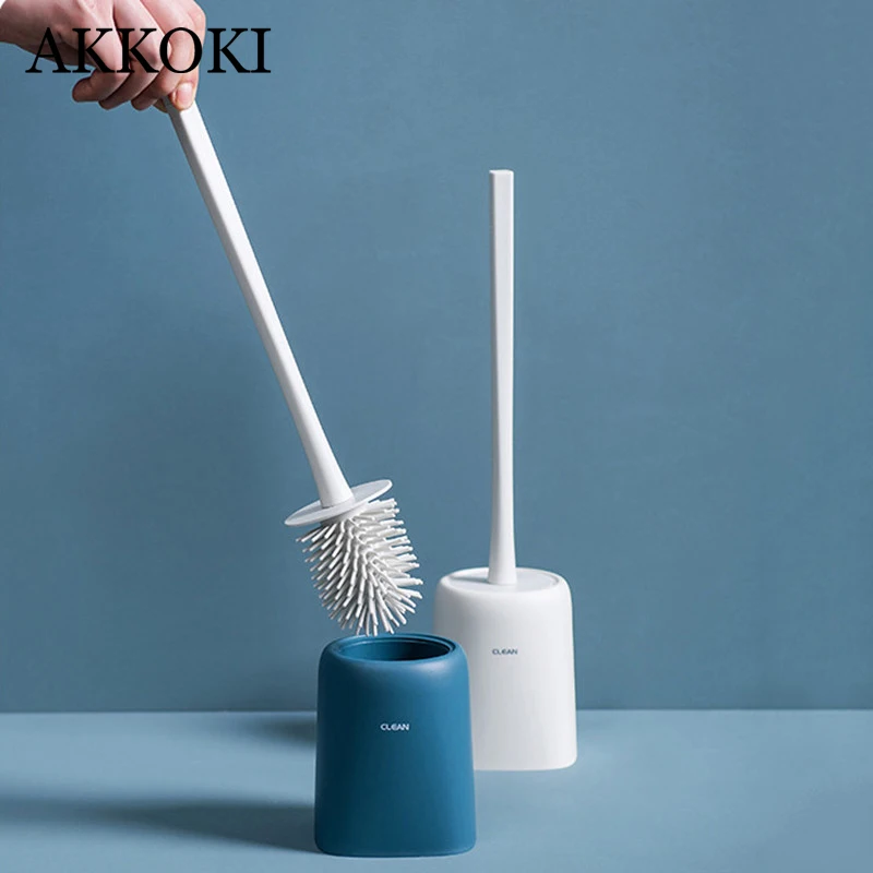 

TPR Silicone Toilet Brush Holder Sets Household Floor Standing Bathroom Cleaning Accessories Creative WC Brush Stand