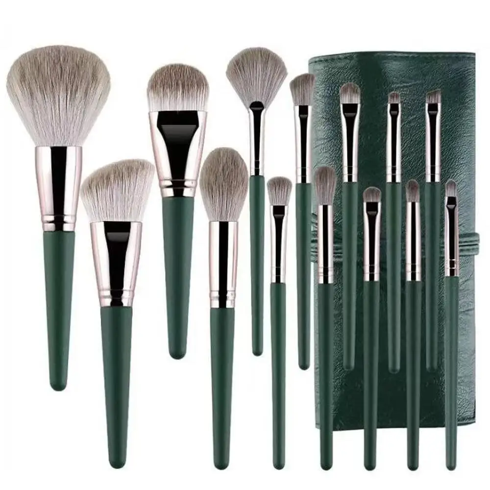 14Pcs Green Cloud Makeup Brushes Set Foundation Powder Blush Eyeshadow Eyebrow Lips Brush Cosmetic Blending Beauty Make Up Tools