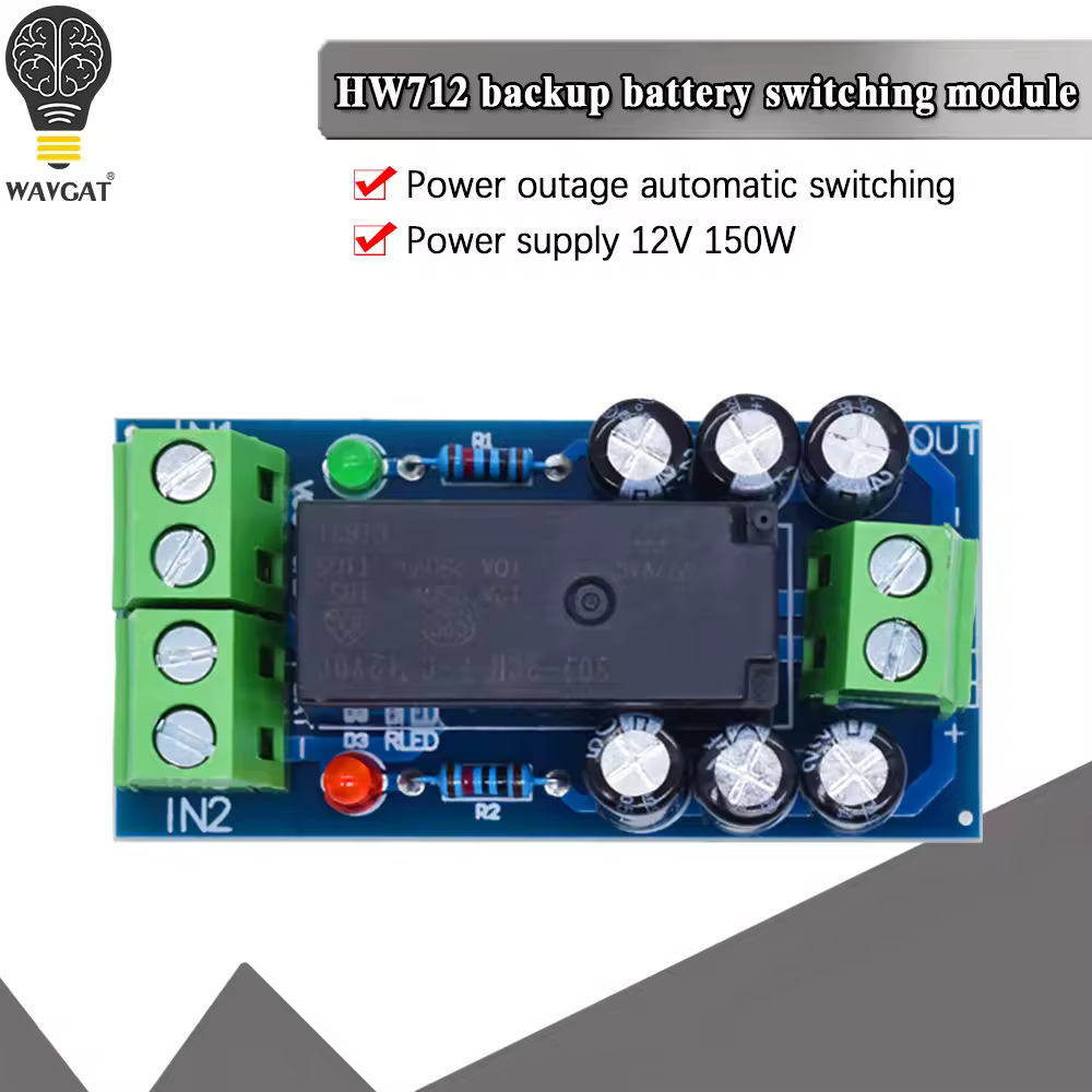 WAVGAT 12V 150W 12A Backup Battery Switching Module high power Board Automatic switching battery power XH-M350