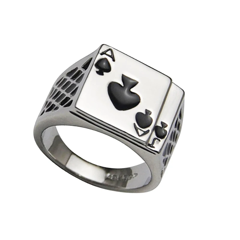 Fashion ring iron alloy refers to the ace of Spades Poker Rings Casino Poker Card Game Ring Men Women Jewelry Wholesale