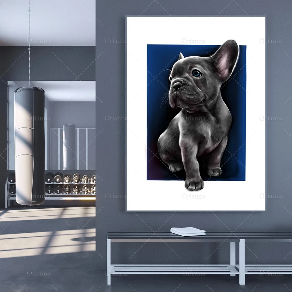 

Nordic Abstract Frenchy Dog Wall Art Modern Home Decor Prints Animal Canvas Painting Poster Modular Pictures For Living Room