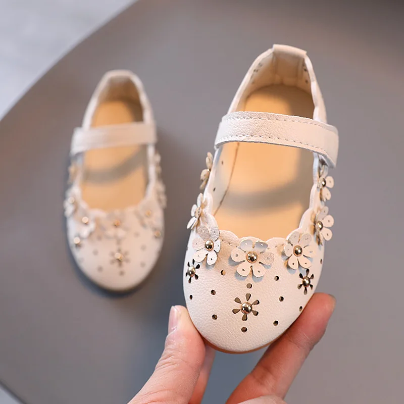 2021 Baby Toddler Girl Elegant Party Dress Cut-Outs Flower Leather Shoe For Children\'S Spring Princess Shoe Kids 1 5-12 Years