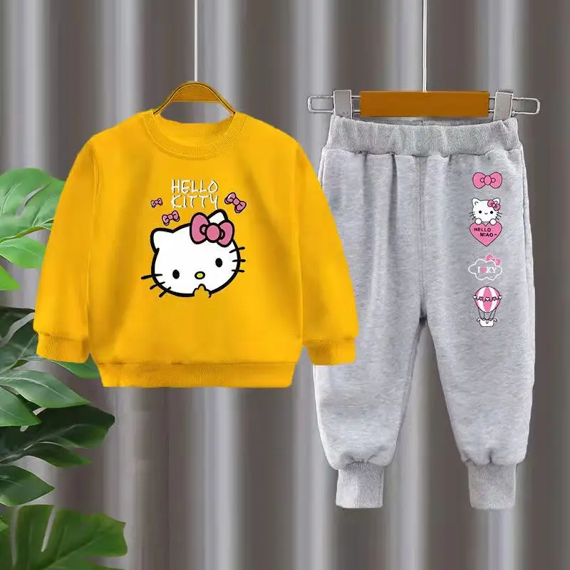 Hello Kitty nuovo prodotto per bambini a maniche lunghe + pantaloni tuta per ragazze Cartoon Casual Top + pantaloni sportivi abiti per bambini in