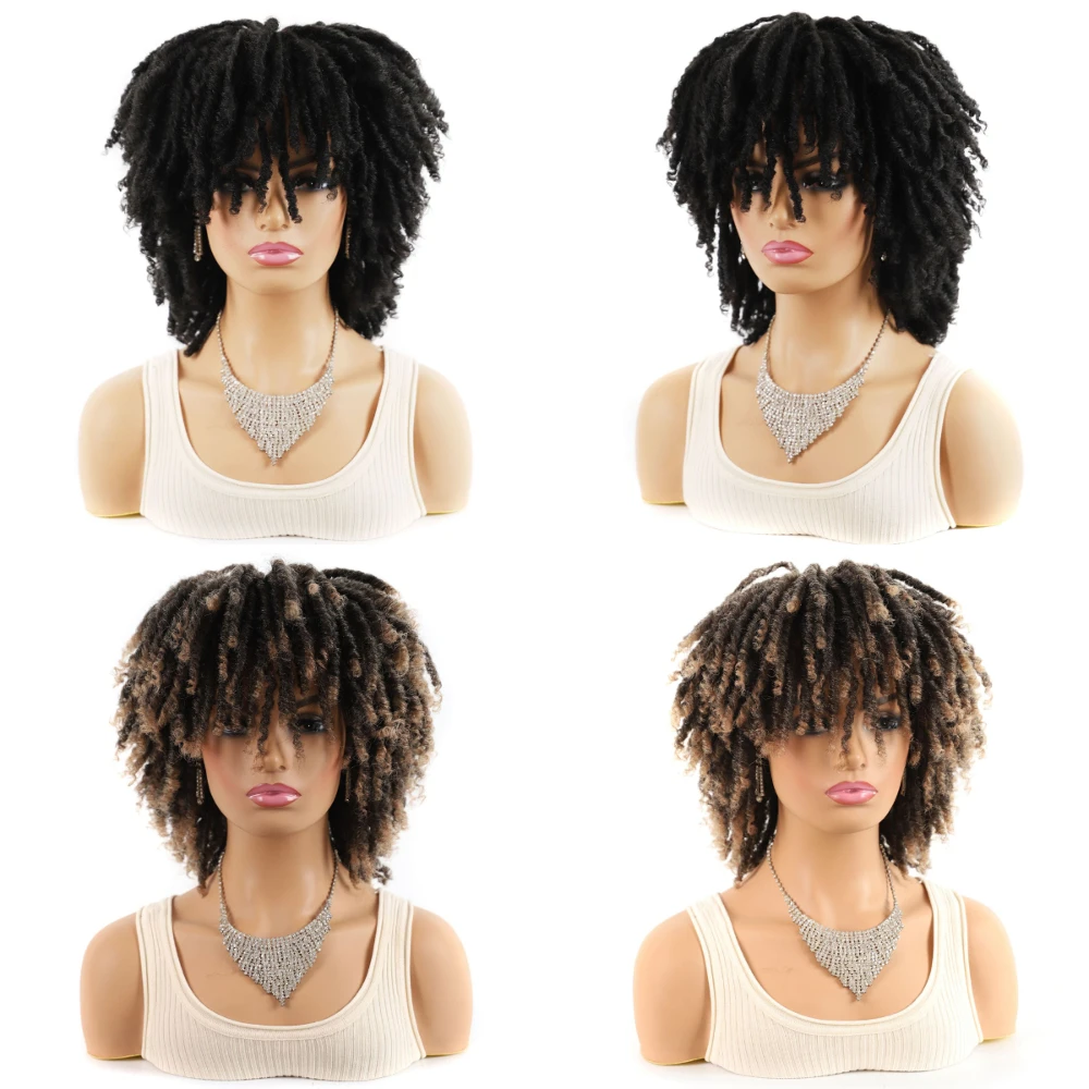 Msiparrucche donna Dreadlock ricci Faux Locs parrucca torsione corta copricapo a tubo cavo Afro africano