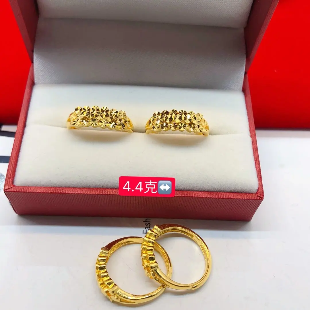 HX 24K Pure Gold Ring Real AU 999 Solid Gold Rings Elegant Shiny Heart Beautiful Upscale Trendy Jewelry Hot Sell New 2023