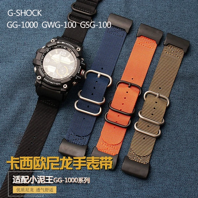 Nylon Watch Band Strap For Casio G-SHOCK Modified Small Mud King GG-1000  GWG-100 GSG-100 Canvas Watchband Black Khaki Bracelet - AliExpress