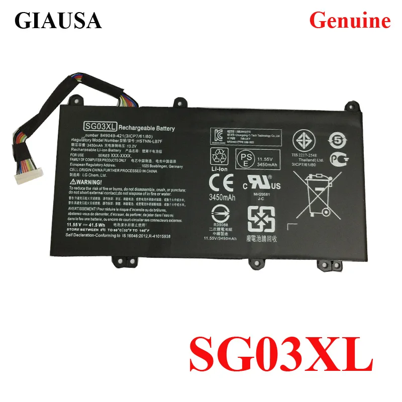 SG03XL Laptop battery for HP M7-U009DX HSTNN-LB7E TPN-I126 3ICP7/61/80 11.55V 41.5WH 3450Mah