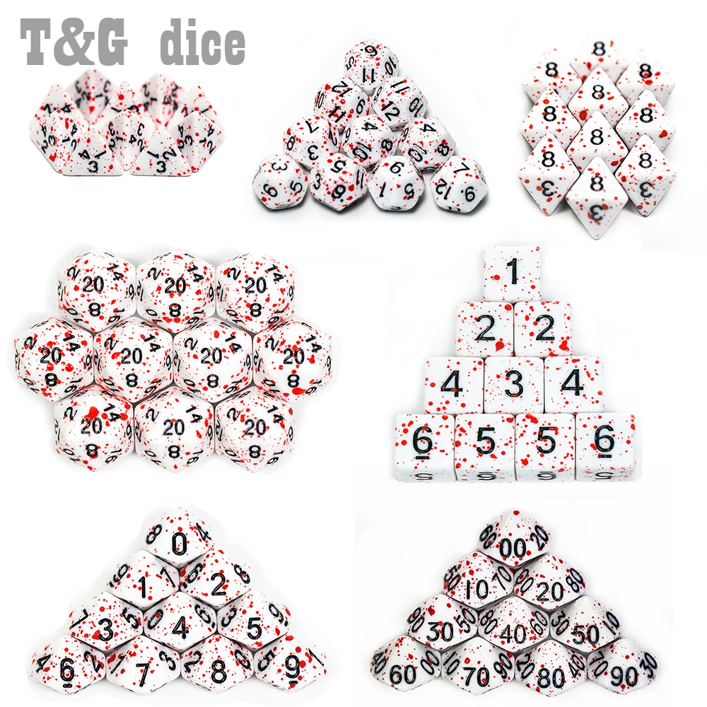 Funny DNDGame RPG 10Pcs/Set Polyhedral D4-D20 Multi Sides Opaque Blood Digital Dice Set Boardgame Accessories