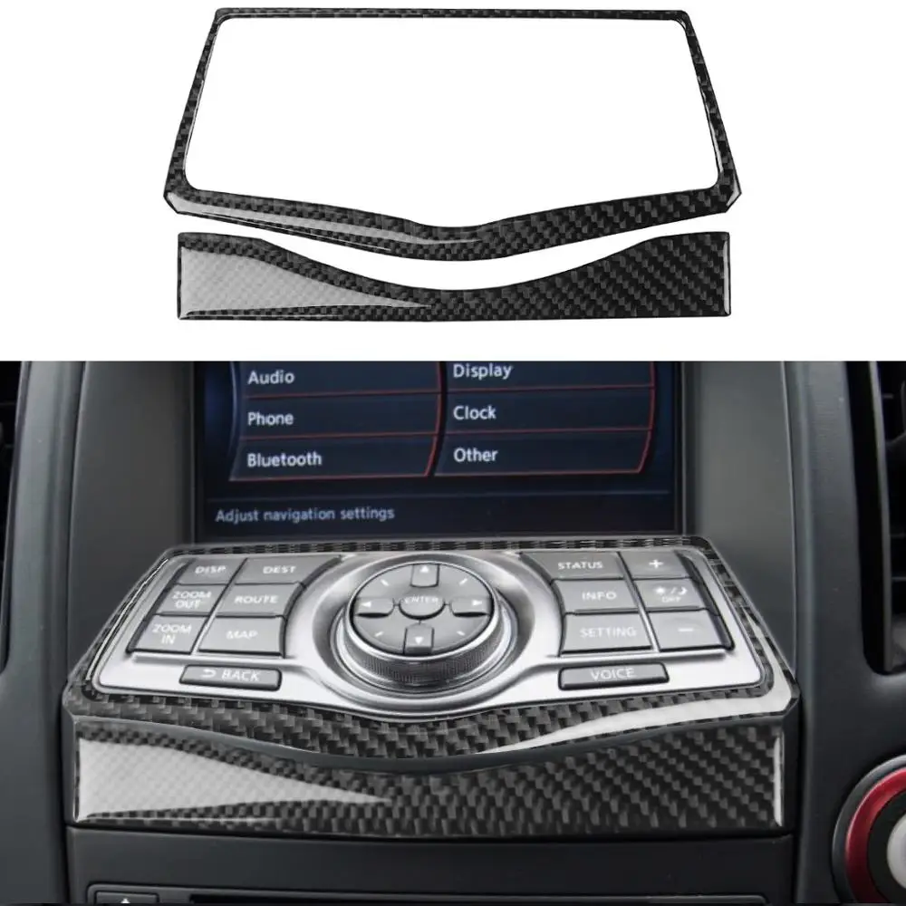 

For Nissan 370Z Z34 2009-up Carbon Fiber Car Radio Console Navigation Control System Panel Frame Sticker Cover Auto Accessories