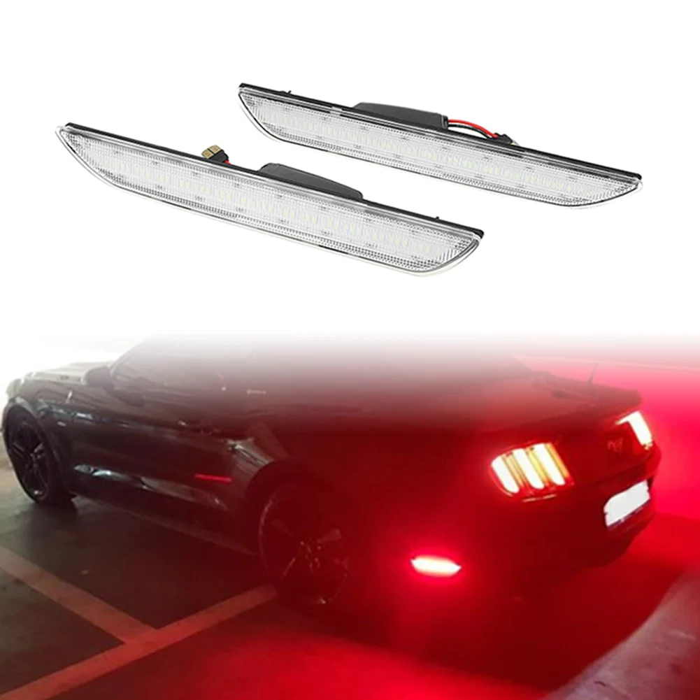 2Pcs Car LED Rear Bumper Side Marker Lights Red Sidemarker Blinker Lamp For Ford Mustang 2015 2016 2017 2018 2019 2020