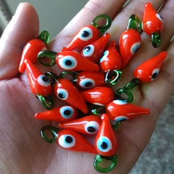 10pcs About 30mm Red Pepper Eye Lampwork Beads Pendant Fashion Handmade Lampwork Pendants For Necklace Bracelet Earring DIY
