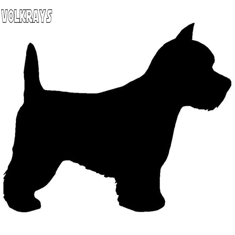 Volkrays Fashion Car Sticker Westie Dog Silhouette Motorcycle Accessories Reflective Vinyl Decal Black/Silver,13cm*16cm