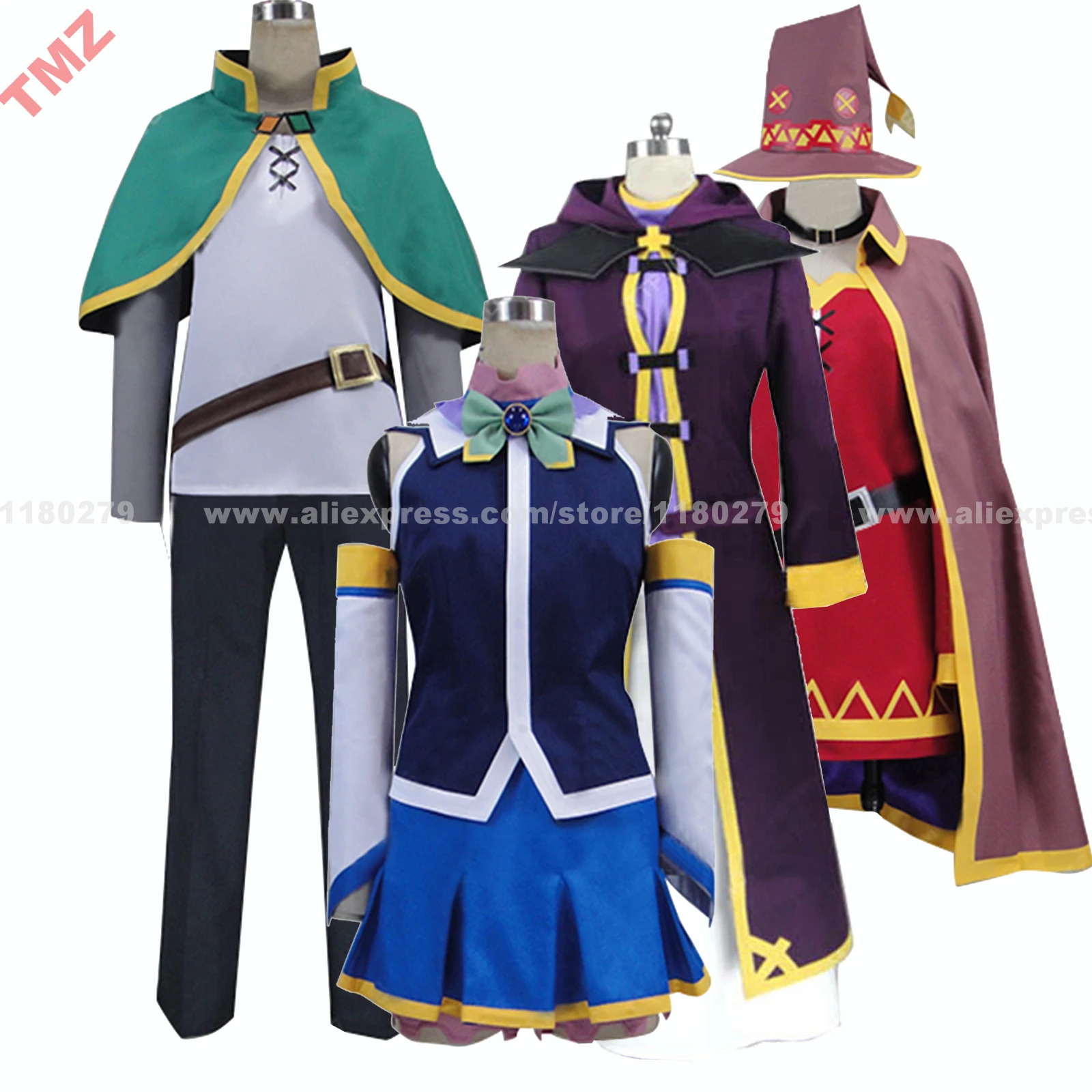 

KonoSuba: God's Blessing on This Wonderful World! Aqua Kazuma Sato Wiz Wizu Characters Cosplay Costume,Customized Accepted