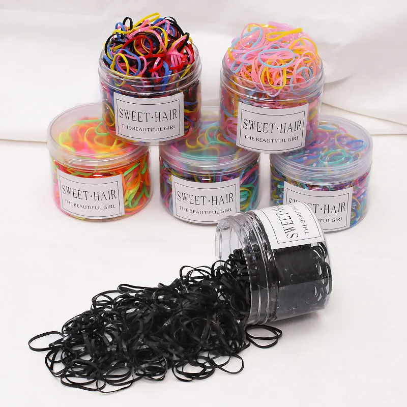 Acessórios de Cabelo para Crianças, Elástico Descartável, Meninas, Bebê Puxar Forte, Constante, Preto, Anel de Cabelo Pequeno, Corda Cabeça Cor, 500Pcs