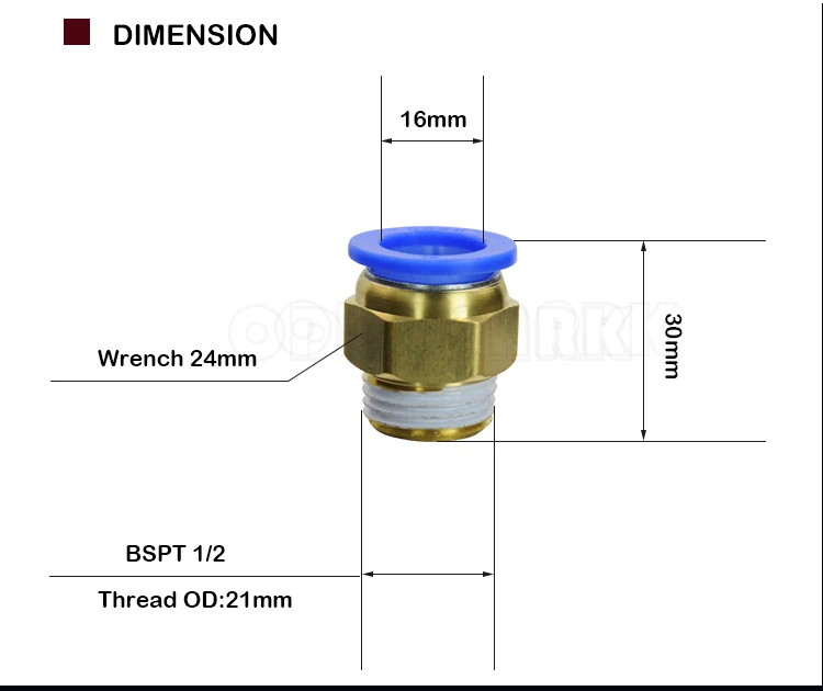 HOCHWERTIGE 10er-Packung BSPT PC16-04, 16mm auf 1/2' Pneumatik-Steckverbinder, gerade, männlich, One-Touch-Fittings – Detail 4