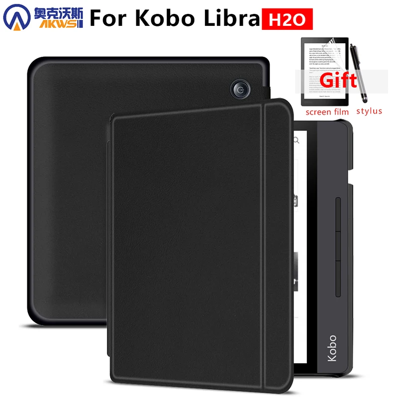 Case for Kobo Libra H2O 2019, N873, Slim Kobo EBooks Funda Cover, PU Leather Protective Shell with Auto Sleep/Wake