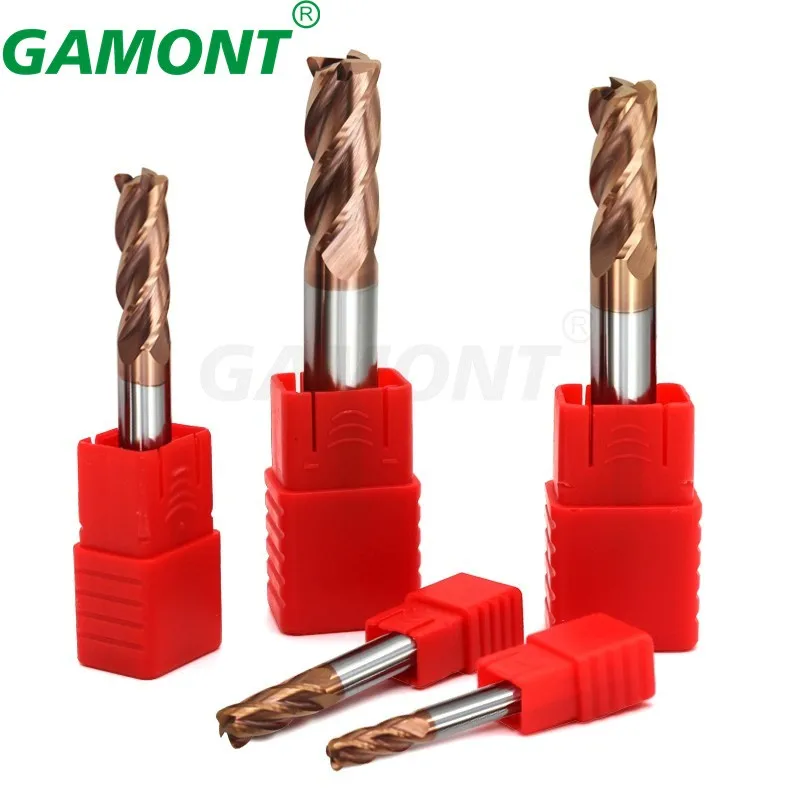 GAMONT HRC55 4-Flute Tungsten Steel Carbide Nano Coating Round Nose Milling Cutter CNC Machinery Maching Special Endmill Tools