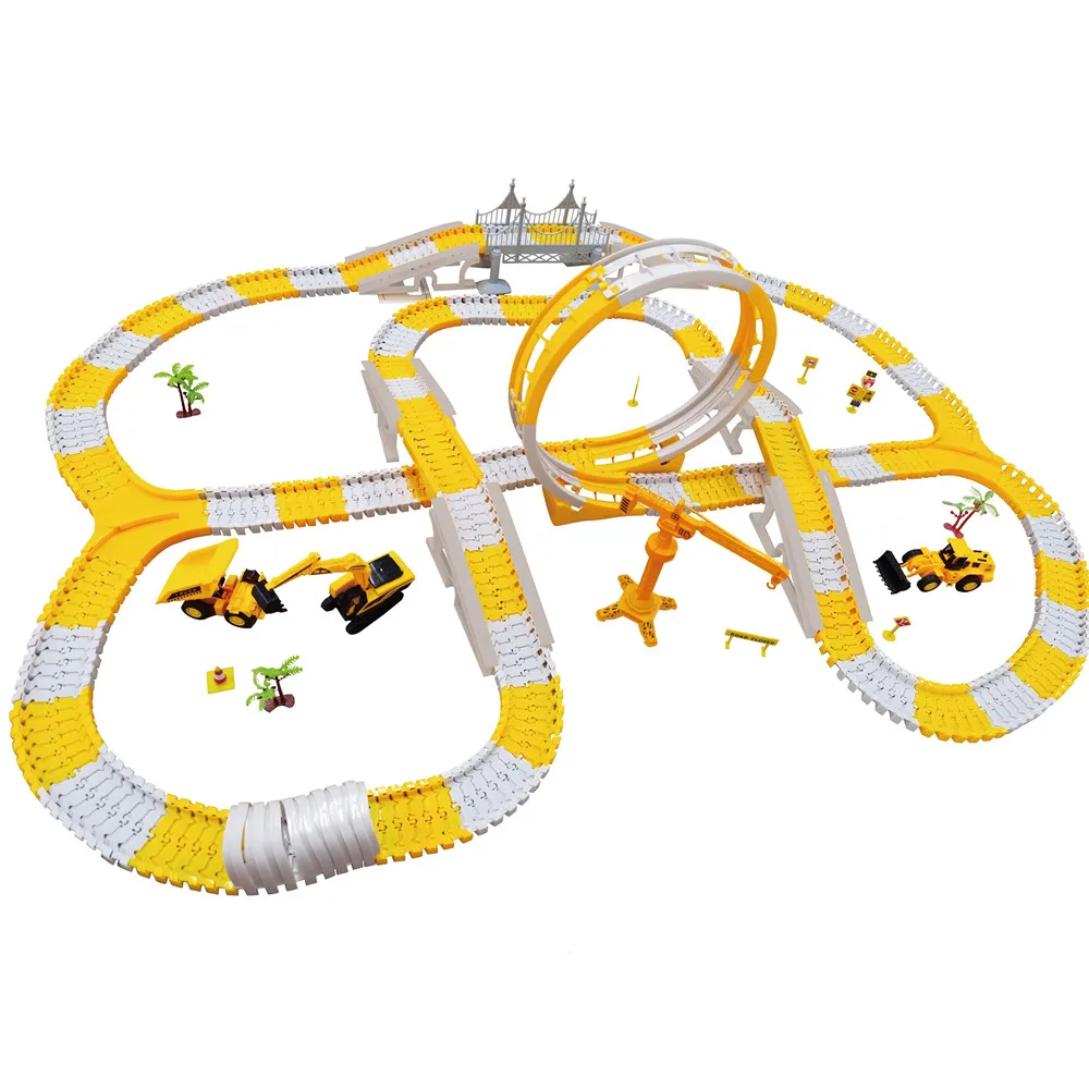 476Pcs DIY Assembly Electric Race Track Magic Rail Car Toys Flexible Bend Magical Road Dark Glowing  for Children Gifts