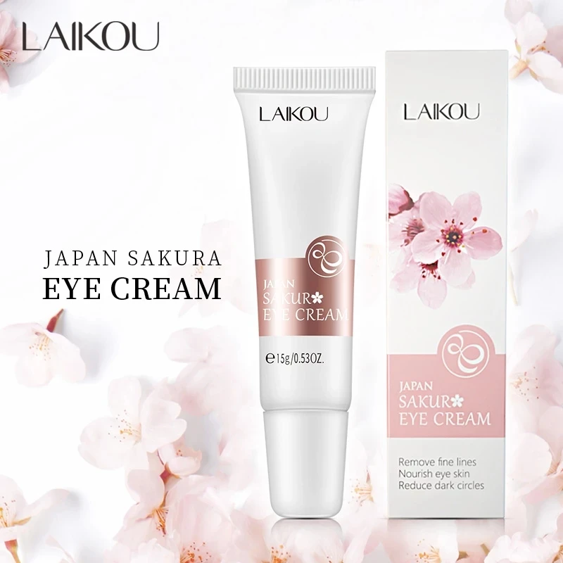 LAIKOU-Crema para los ojos Sakura Serum, crema para los ojos retardante del envejecimiento de la piel, Reduce las ojeras, hinchazón y bolsas, hidrata el cuidado de los ojos
