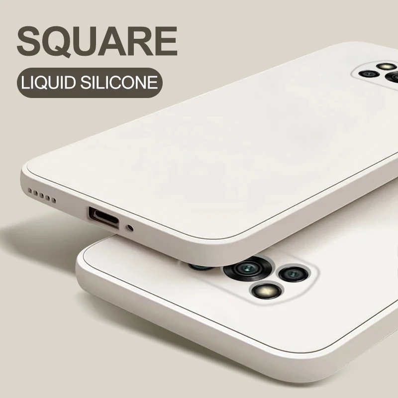 

Original Square Liquid Silicone Poco X3 Pocox3 NFC Case Soft TPU Phone Cover For Xiaomi Poco X3 NFC Poco X 3 Pro Poco X3Pro Case