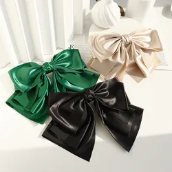 Girl Solid Color Oversized Bow Knot Hairgrips Hair Barrette Bohemian Hair Bow Elegant Satin Hair Clips Hair Accessories