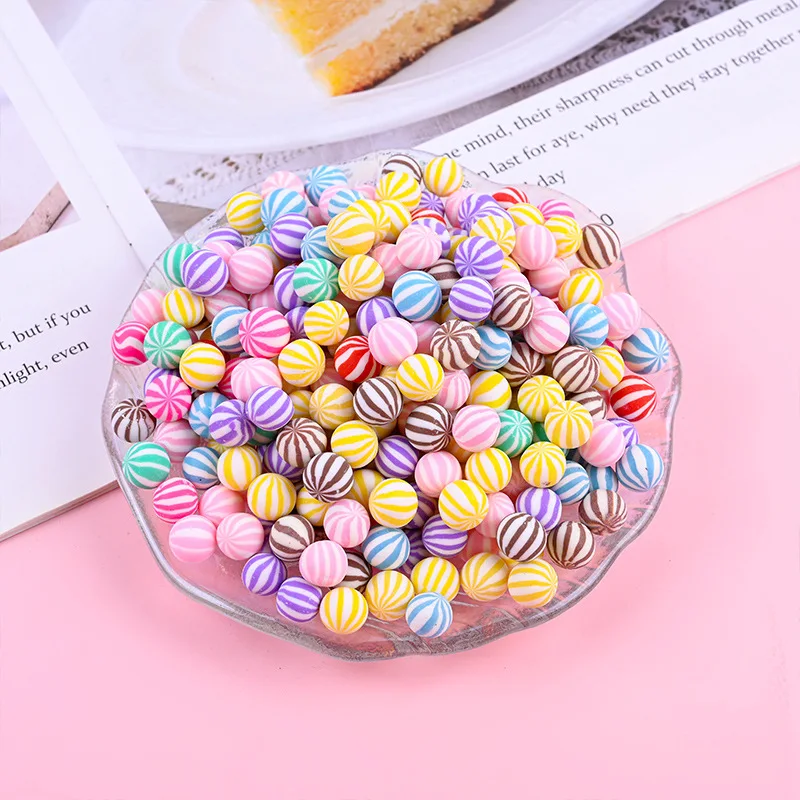 10pcs 10mm New Cute Resin Mini Mixed Spherical Candy Cabochon Scrapbook Kawaii DIY Dollhouse Embellishments Accessories