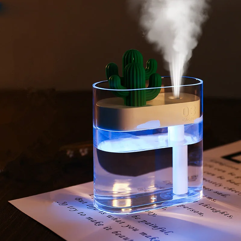 160ml Mist Maker Ultrasonic Air Humidifier Clear Cactus Color Light USB Essential Oil Diffuser Car Purifier Aroma Diffusor Anion