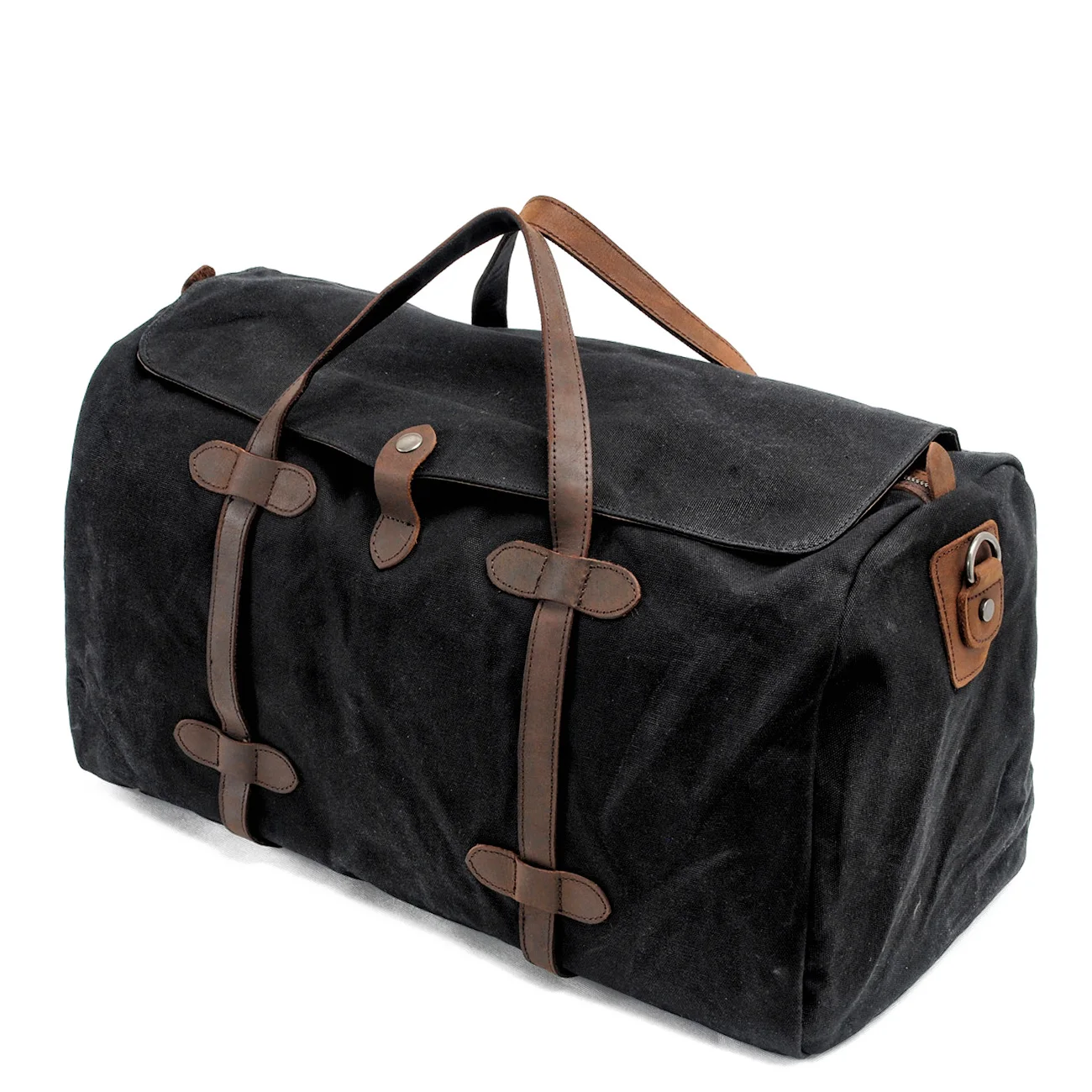 

Vintage wax cotton canvas leather travel luggage bag large capacity weekend bag overnight bag men zip hand luggage bag